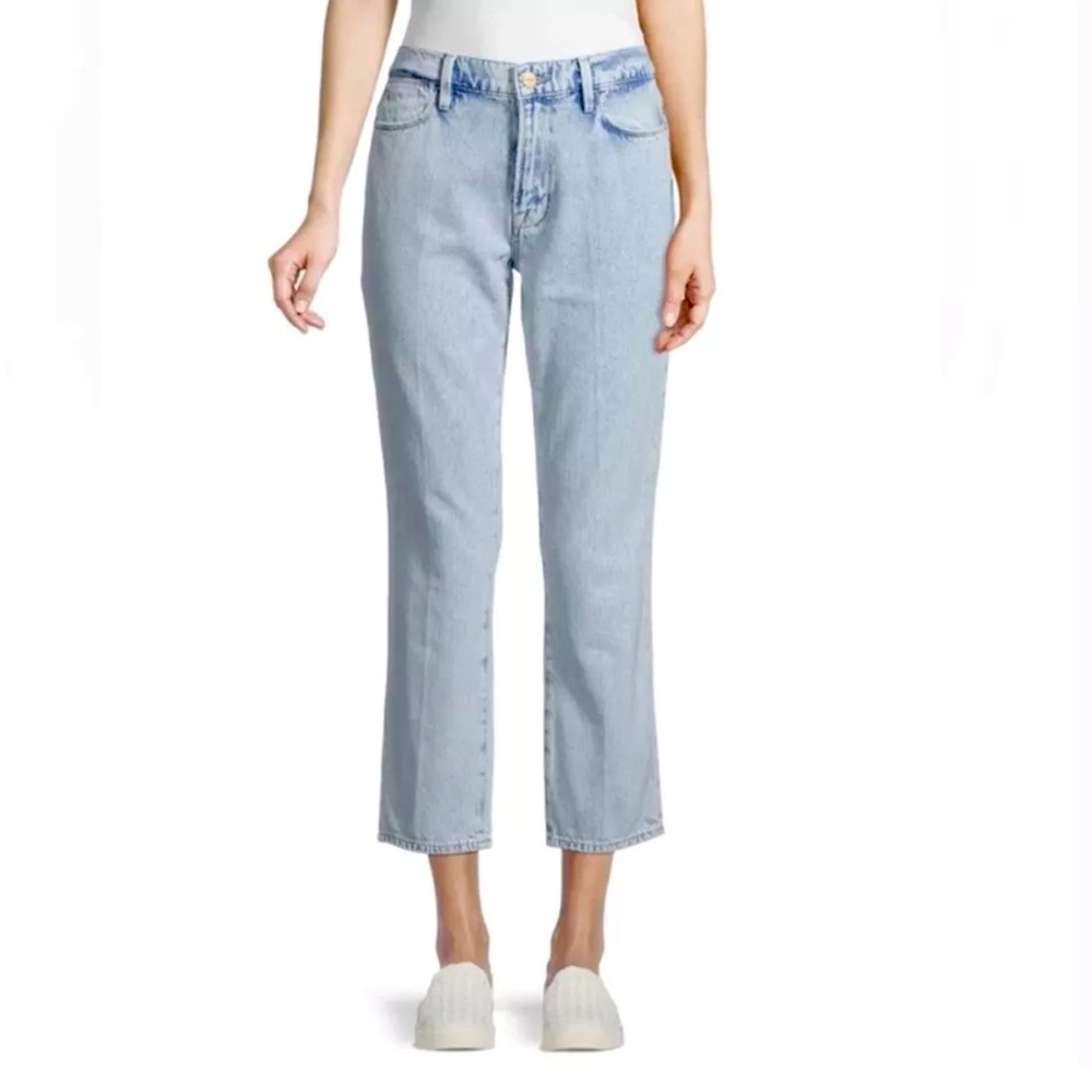 Frame Le High Straight Jeans Lightwash Rigid Denim Size 33